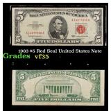 1963 $5 Red Seal United States Note Grades vf++