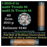 BU Shotgun Jefferson 5c roll, 2010-d 40 pcs Bank $