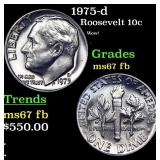 1975-d Roosevelt Dime 10c Grades Gem++ Full Bands