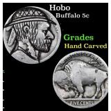 Hobo Buffalo Nickel 5c Grades Hand Carved