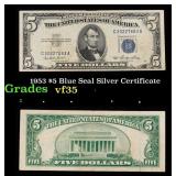 1953 $5 Blue Seal Silver Certificate Grades vf++