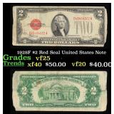 1928F $2 Red Seal United States Note Grades vf+