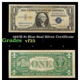 1957B $1 Blue Seal Silver Certificate Grades vf+