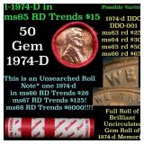 BU Shotgun Lincoln 1c roll, 1974-d 50 pcs Dunbar W