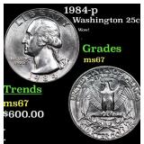 1984-p Washington Quarter 25c Grades GEM++ Unc