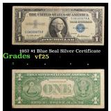 1957 $1 Blue Seal Silver Certificate Grades vf+