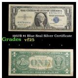 1957B $1 Blue Seal Silver Certificate Grades vf+