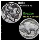 Hobo Buffalo Nickel 5c Grades Hand Carved
