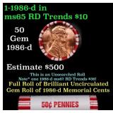 BU Shotgun Lincoln 1c roll, 1986-d 50 pcs Bank Wra