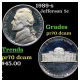 1989-s Proof Jefferson Nickel 5c GEM++ Proof Deep
