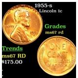 1955-s Lincoln Cent 1c Grades GEM++ Unc RD
