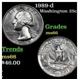 1989-d Washington Quarter 25c Grades GEM+ Unc