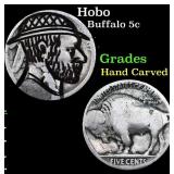 Hobo Buffalo Nickel 5c Grades Hand Carved