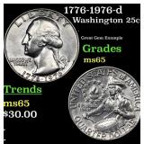 1776-1976-d Washington Quarter 25c Grades GEM Unc