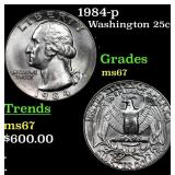 1984-p Washington Quarter 25c Grades GEM++ Unc