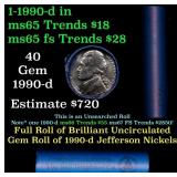 BU Shotgun Jefferson 5c roll, 1990-d 40 pcs Bank $