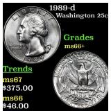 1989-d Washington Quarter 25c Grades GEM++ Unc