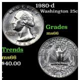 1980-d Washington Quarter 25c Grades GEM+ Unc