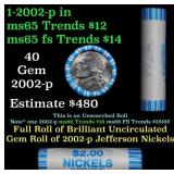 BU Shotgun Jefferson 5c roll, 2002-p 40 pcs Bank $