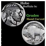 Hobo Buffalo Nickel 5c Grades Hand Carved