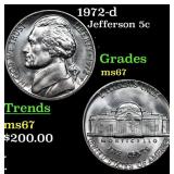 1972-d Jefferson Nickel 5c Grades GEM++ Unc