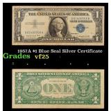 1957A $1 Blue Seal Silver Certificate Grades vf+