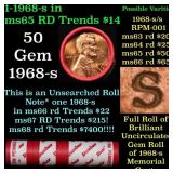 BU Shotgun Lincoln 1c roll, 1968-s 50 pcs Dunbar W