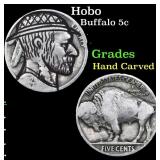 Hobo Buffalo Nickel 5c Grades Hand Carved