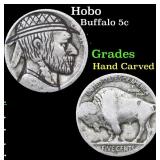 Hobo Buffalo Nickel 5c Grades Hand Carved