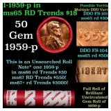 BU Shotgun Lincoln 1c roll, 1959-p 50 pcs Dunbar W