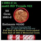 BU Shotgun Lincoln 1c roll, 1981-d 50 pcs Dunbar W