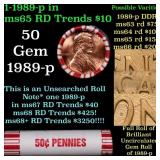 BU Shotgun Lincoln 1c roll, 1989-p 50 pcs Bank Wra