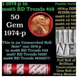 BU Shotgun Lincoln 1c roll, 1974-p 50 pcs Dunbar W