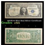 1957B $1 Blue Seal Silver Certificate Grades vf+