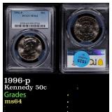 1996-p Kennedy Half Dollar 50c ms64 PCGS