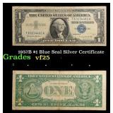 1957B $1 Blue Seal Silver Certificate Grades vf+