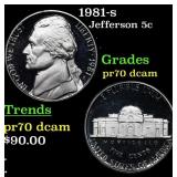 1981-s Proof Jefferson Nickel 5c pr70 dcam SEGS
