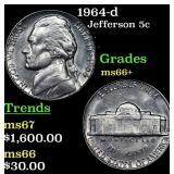 1964-d Jefferson Nickel 5c Grades GEM++ Unc