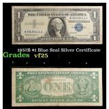 1957B $1 Blue Seal Silver Certificate Grades vf+