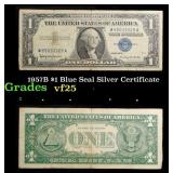 1957B $1 Blue Seal Silver Certificate Grades vf+