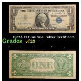 1957A $1 Blue Seal Silver Certificate Grades vf+