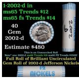 BU Shotgun Jefferson 5c roll, 2002-d 40 pcs Bank $