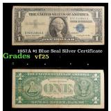 1957A $1 Blue Seal Silver Certificate Grades vf+