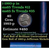 BU Shotgun Jefferson 5c roll, 1993-p 40 pcs Bank $