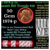 BU Shotgun Lincoln 1c roll, 1974-p 50 pcs Dunbar W