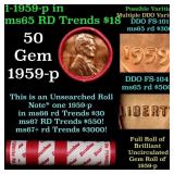 BU Shotgun Lincoln 1c roll, 1959-p 50 pcs Dunbar W