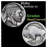 Hobo Buffalo Nickel 5c Grades Hand Carved