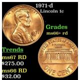 1971-d Lincoln Cent 1c Grades GEM++ RD