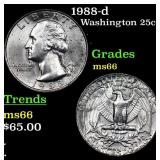 1988-d Washington Quarter 25c Grades GEM+ Unc
