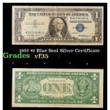 1957 $1 Blue Seal Silver Certificate Grades vf++